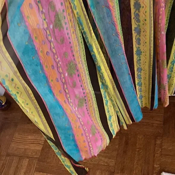 Piluca Bayarri Ibiza Multicolor Sheer Coverup Dress,Long Sleeves & side Slits. - Picture 8 of 11